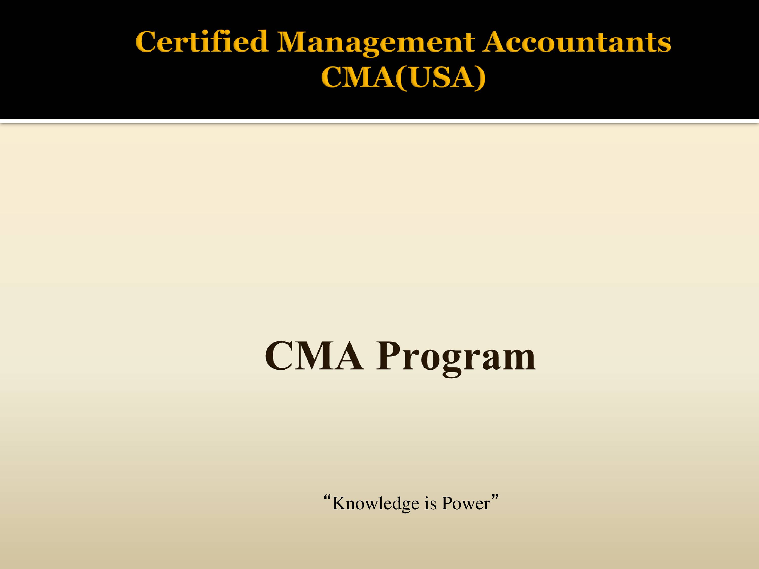 CMA(USA) Course Information