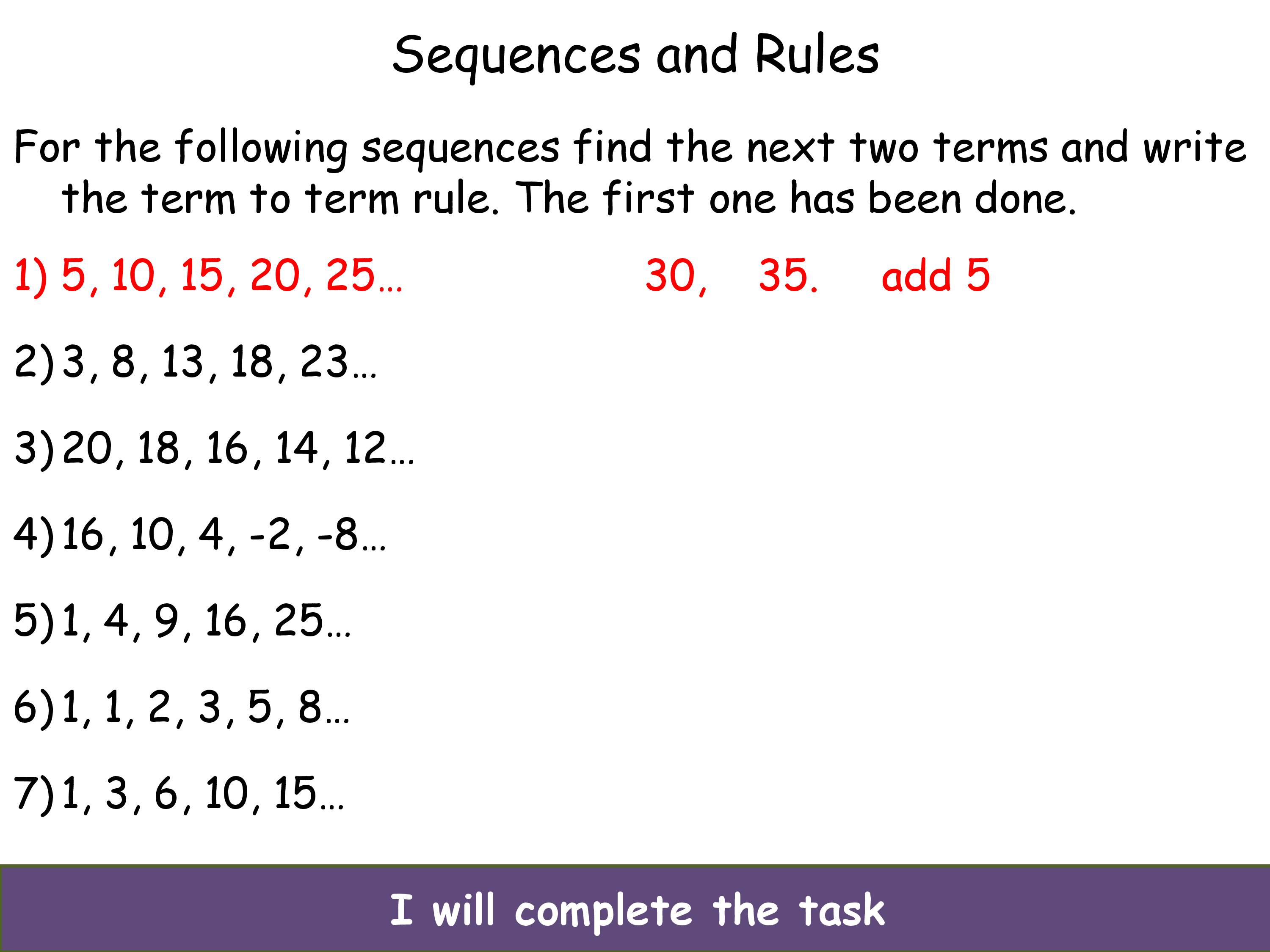 Finding The Nth Term And Generate Sequences - PowerPoint Slides