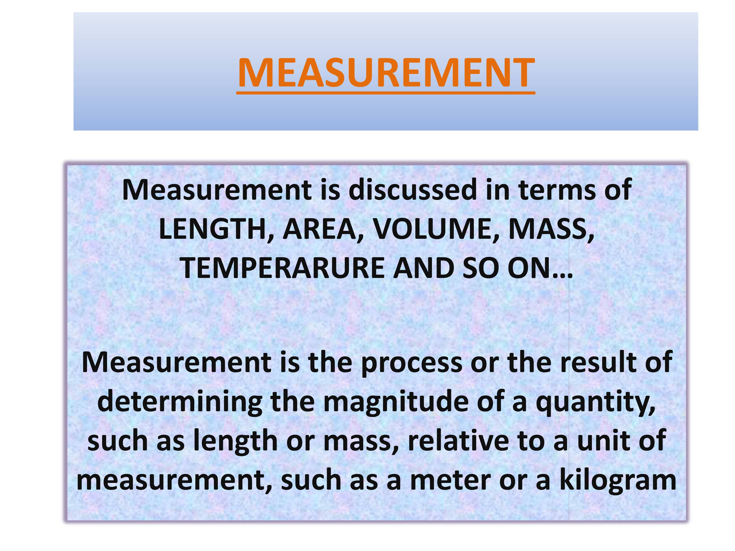 Presentation on Measurements