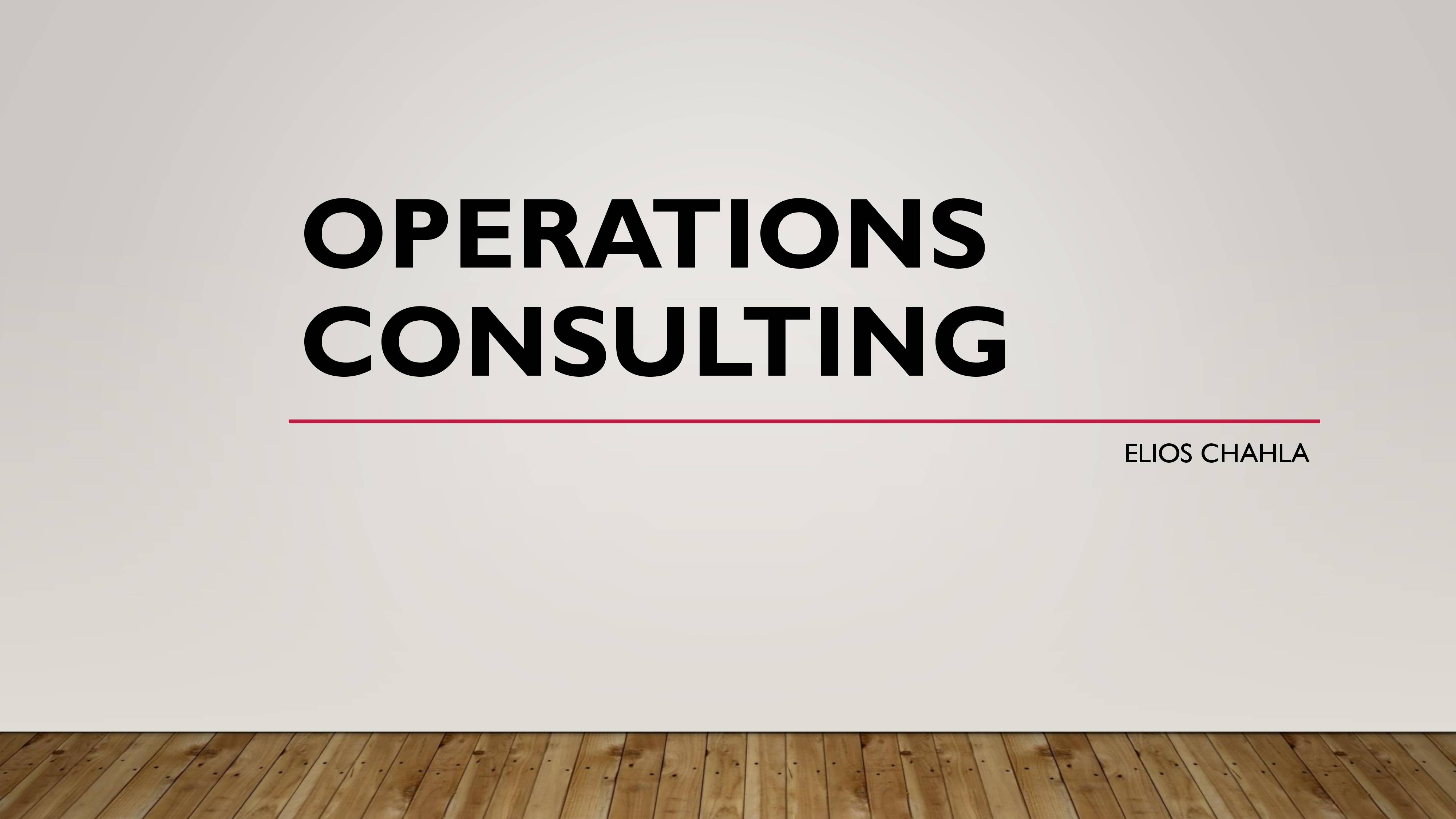 PPT on Operations Consulting