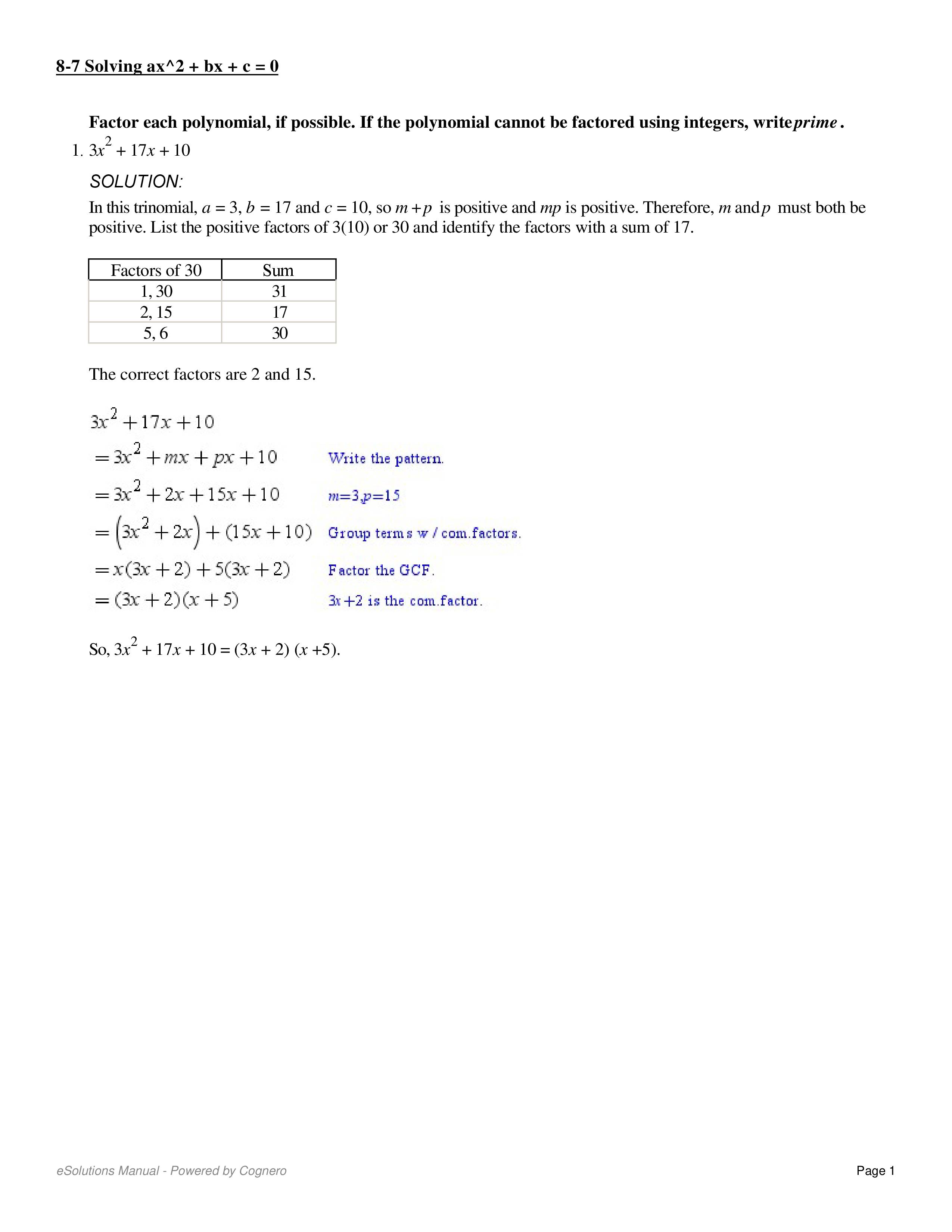Solving Algebraic Equation