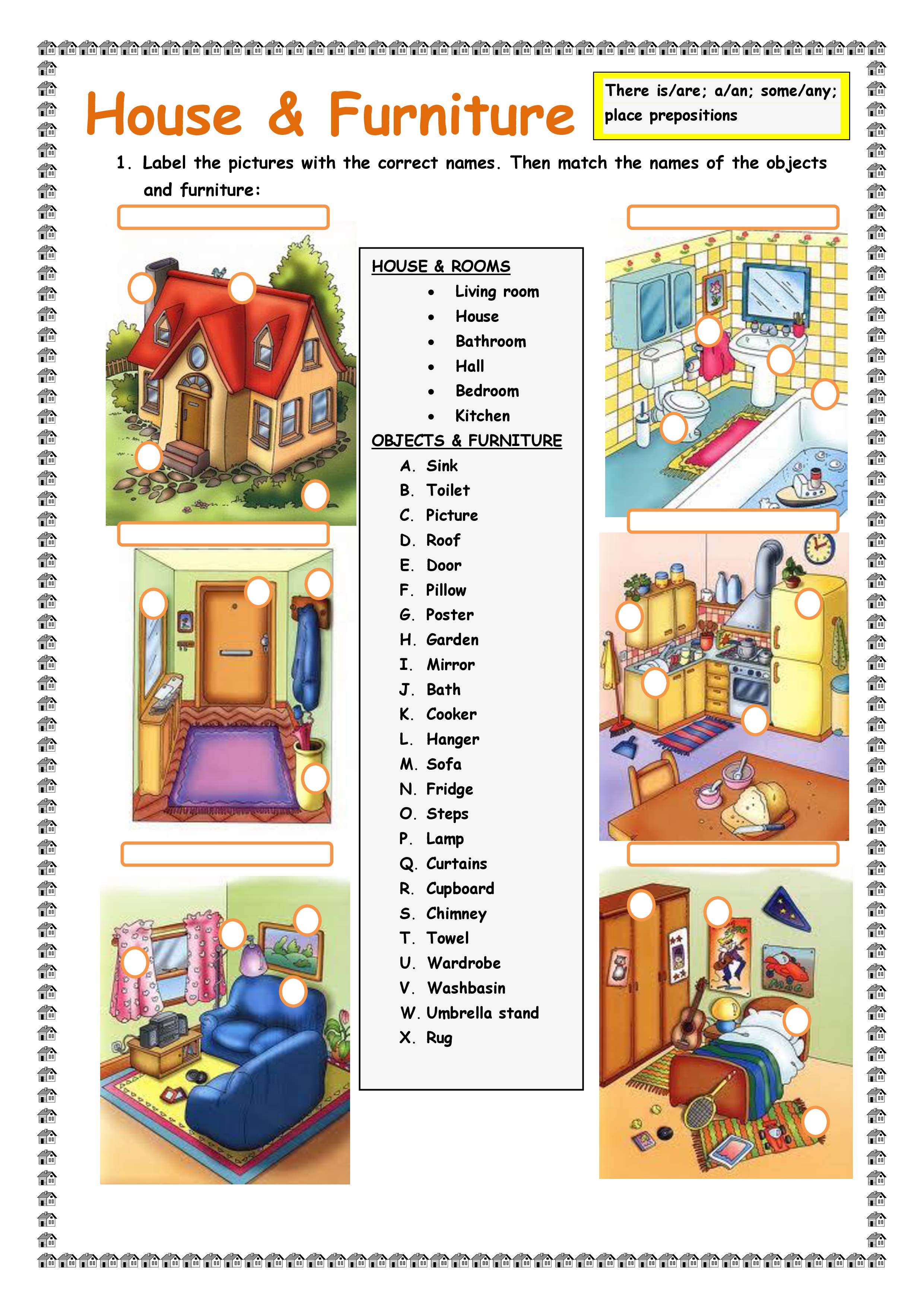 House vocabulary, Parts of the House, Rooms in the House, House Objects and  Furniture 